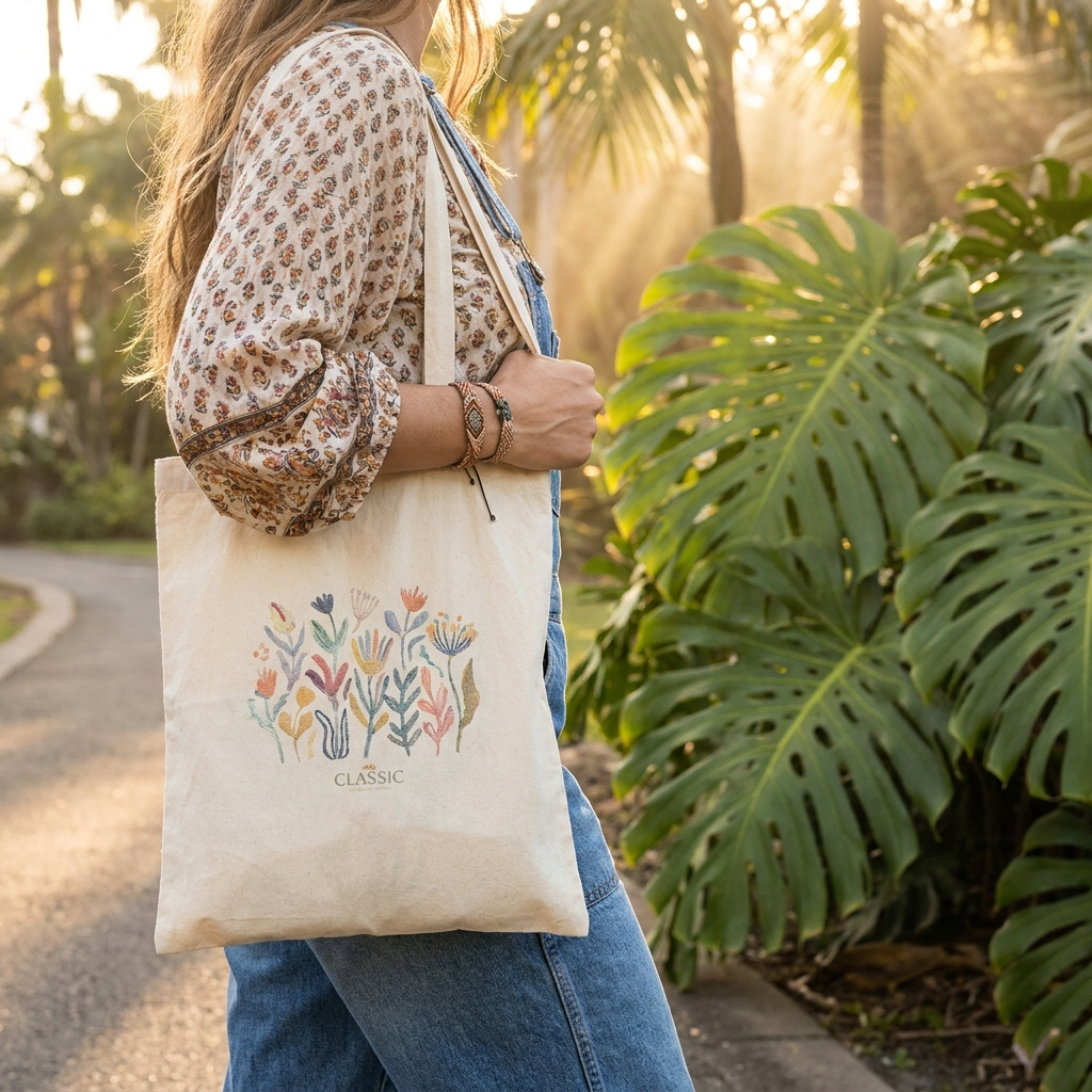 Bolsa tote clásica en uso